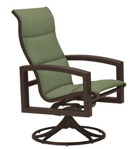 Lakeside Dining Padded Swivel Rocker - Rich Earth Finish, Woodlands Fabric