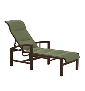 Lakeside Padded Chaise Lounge - Rich Earth Frame, Woodlands Fabric