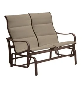 Shoreline Padded Double Glider - Rich Earth Frame, Light Brewed Fabric
