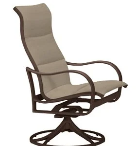 Shoreline Padded High Back Swivel Rocker - Rich Earth Frame, Light Brewed Fabric